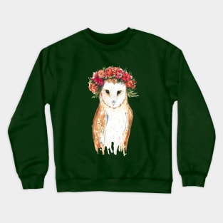 A watercolor barn owl bride in a wreath Crewneck Sweatshirt